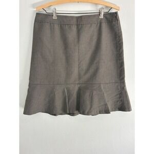 Ann Taylor LOFT Houndstooth Skirt Women's Size 6 Ruffle Hem Career‎